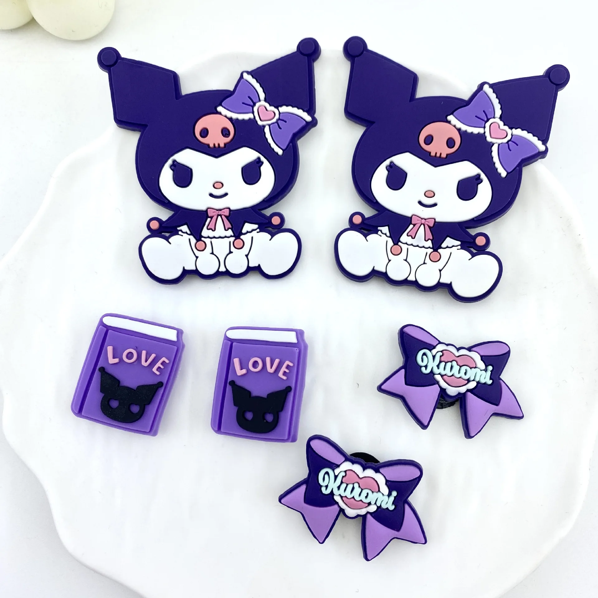 6/12Pcs Mesuca Cute Kuromi Shoes Charms Cartoon Clog Sandal Garden Shoe Decoration Accessorie Buckles Kids Party Gifts