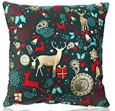 Green Pillowcase Merry Christmas Decoration Sofa Living Room Decoration Christmas Accessories Short Plush Cushion Cover 45 X45cm