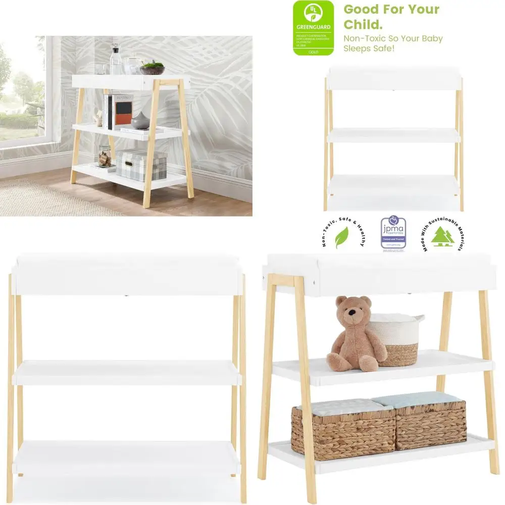

Eco-Friendly Scout Baby Change Table - Bianca White & Natural, Greenguard Gold