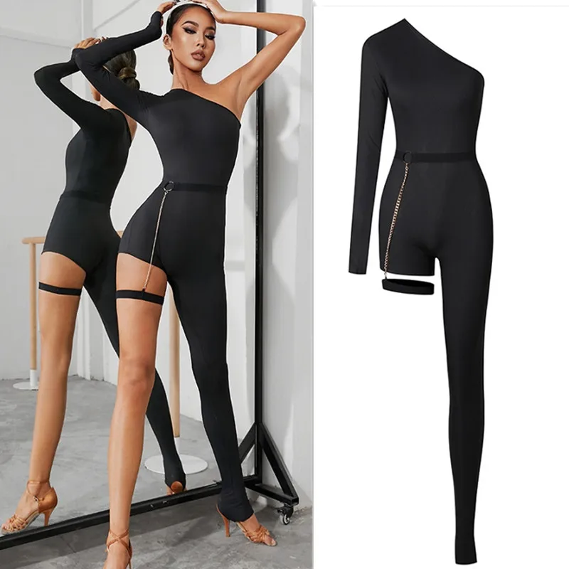 Đen Đen Nhảy Latin Đầm Tiếng La Tinh Đầm Tiếng La Tinh Jumpsuit Rumba ChaCha Tiếng La Tinh Áo Phụ Nữ Zym 2258