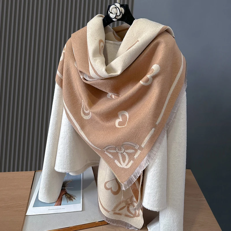 2024 Latest Design Winter Two-Sided Jacquard Cashmere Scarves High Quality Women Thicken Wrap Shawl Ladies Wool Pashmina Scarf