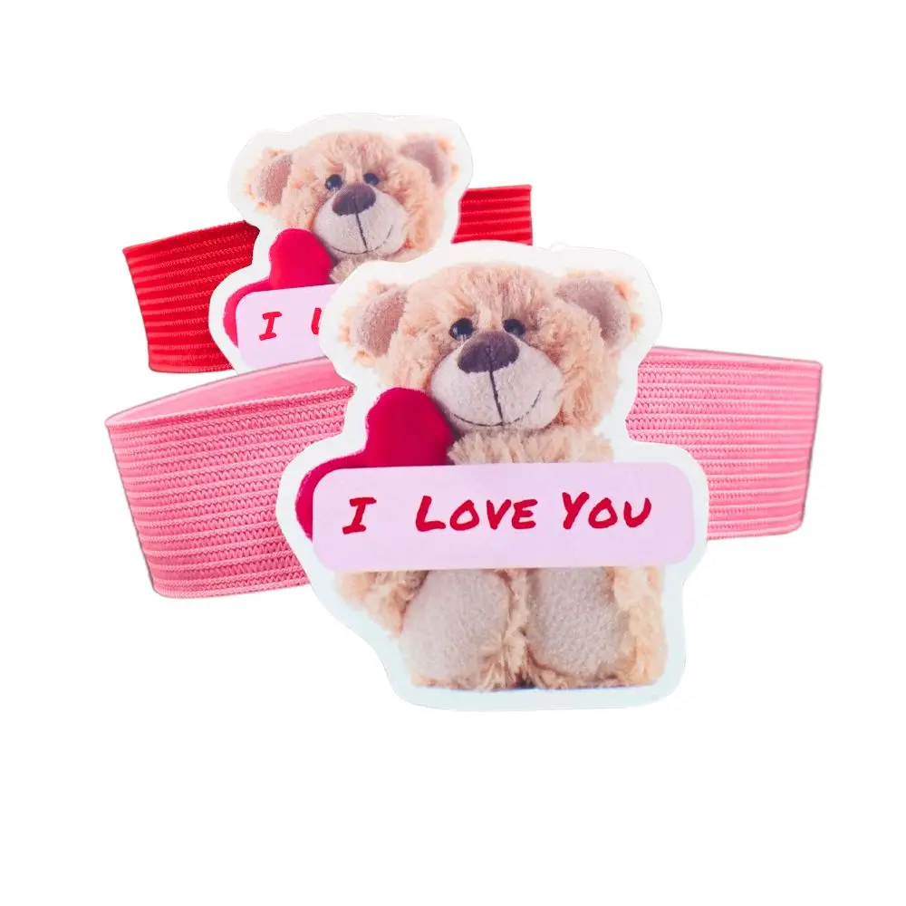 5pcs Creative Elastic Band Cup Cover Valentine's Day Cartoon Teddy Bear Disposable Coffee Decoration Cute Drink Cup Cover