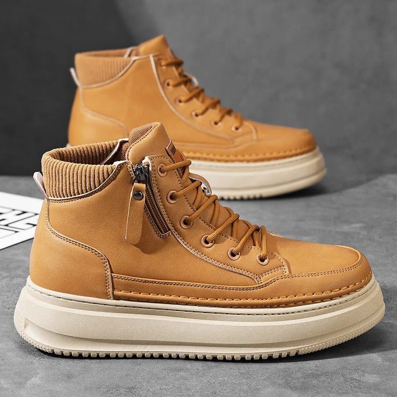 2026 Outdoor Boots Men's Casual High-Top Thi Bot Autumn Winter Oes Comfortable Breathable Leather PU Material
