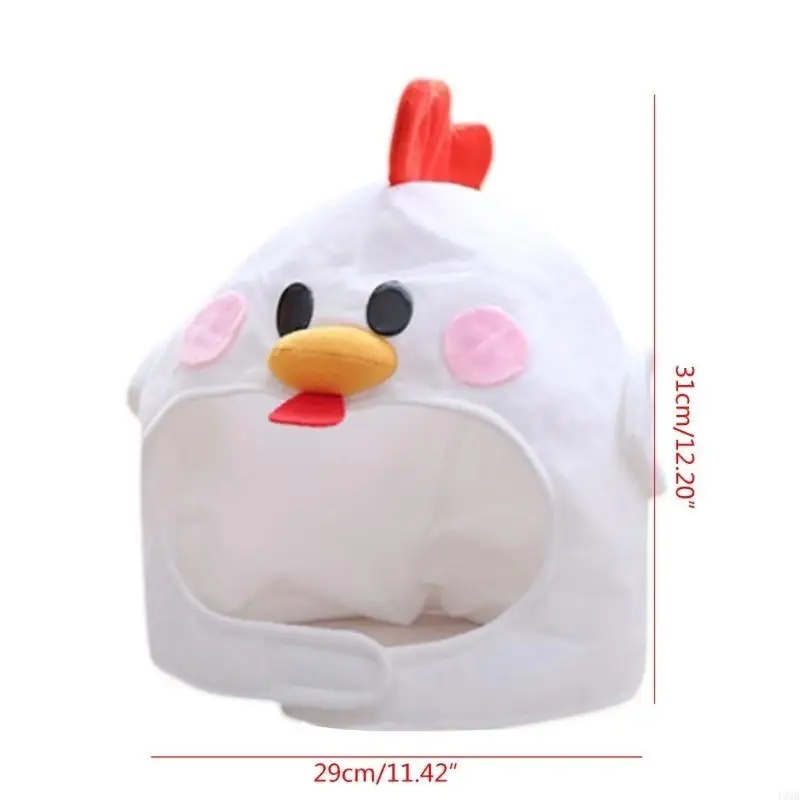 الجدة مضحك الكرتون الدجاج الحيوان أفخم قبعة دمية محشوة غطاء الرأس الكامل قبعة تأثيري حلي مهرجان حفلة صور الدعائم 49MB #6