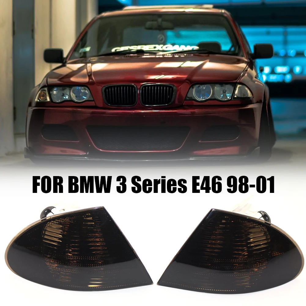 

2Pcs Car Styling Corner Light Parking Lamps Corner Lights Turn Signals With Smoked Lens No Bulbs For BMW E46 Sedan 1998-2001