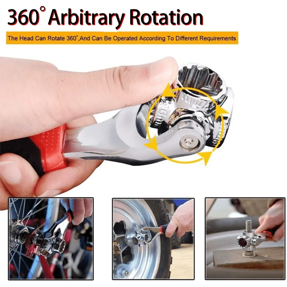 1Pc Multi-function Wrench Socket Wrench with 360 Degree Rotating Head - Ideal for Furniture, Cars, Boats, Etc