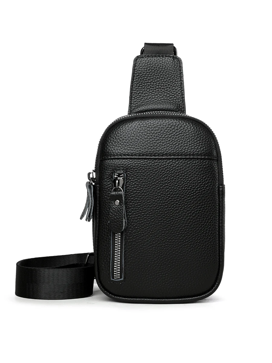 

The first layer of cowhide chest bag men's 2025 new mini bag wear-resistant men's messenger bag multifunctional mobile phone bag