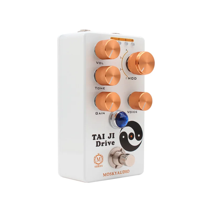 MOSKYAUDIO TAI JI DRIVE Guitar Overdrive Effects Pedal Volume/Tone/Gain/Voice/4-Mode Knob DC 9V 6.35mm Input/Output