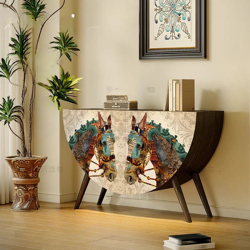 

method solid wood porch cabinet abstract horse head living room door locker bedroom aisle storage cabinet