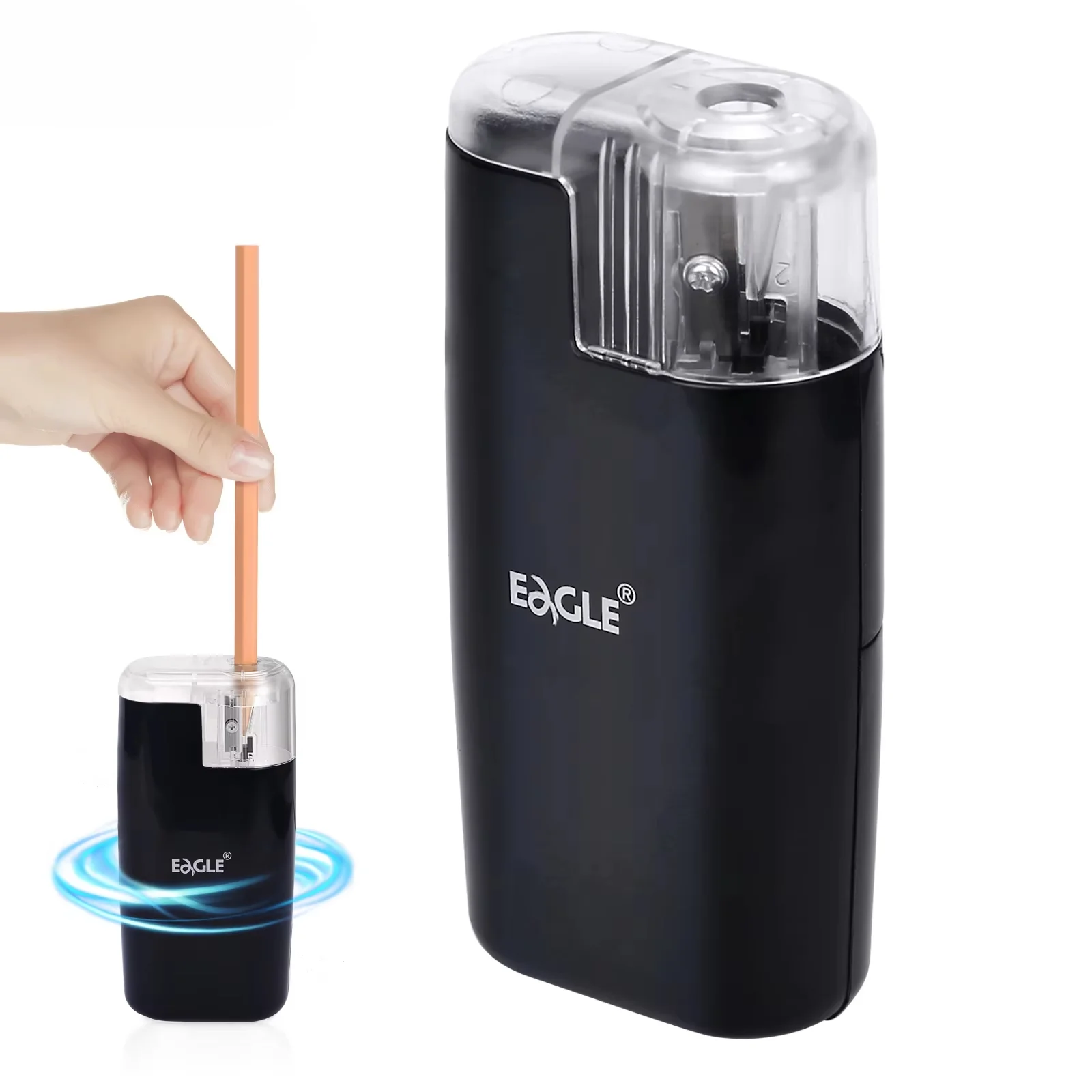 EAGLE Electric Pencil Sharpener for Artists Kids Adults Colored Pencils Battery-Operated, Portable, Manual/Electric Compatible