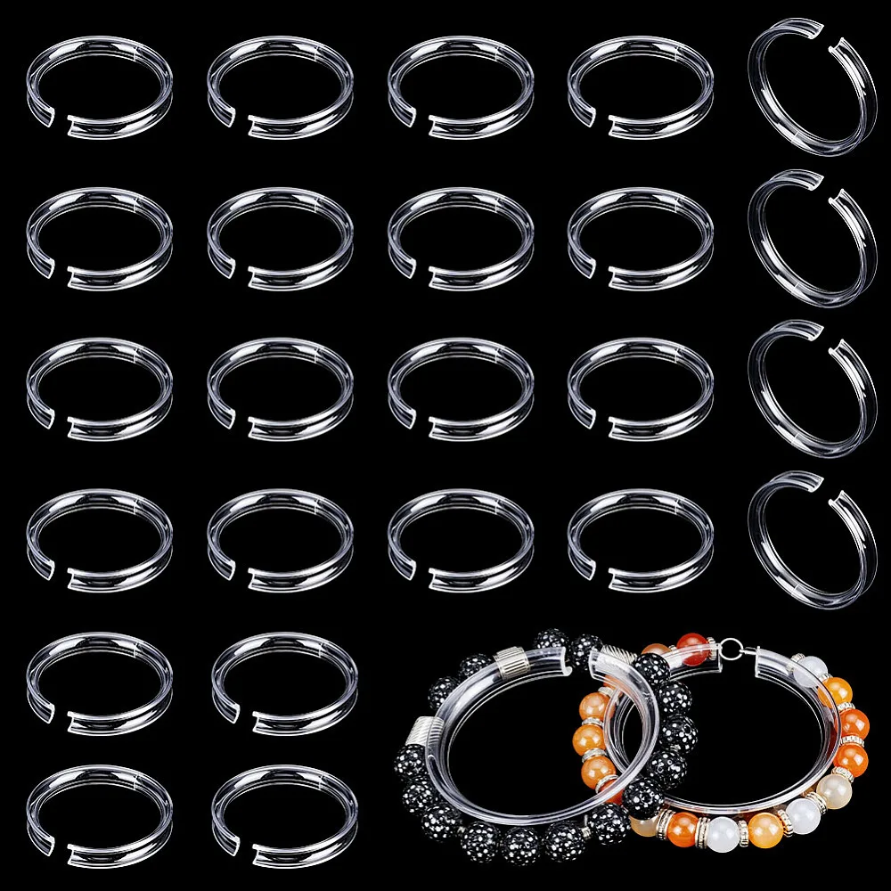 24Pcs Clear Acrylic Bracelet Displays Stands 2.24Inch Round Bracelet Display Ring Loop Holders Bangle Organizer Transparent