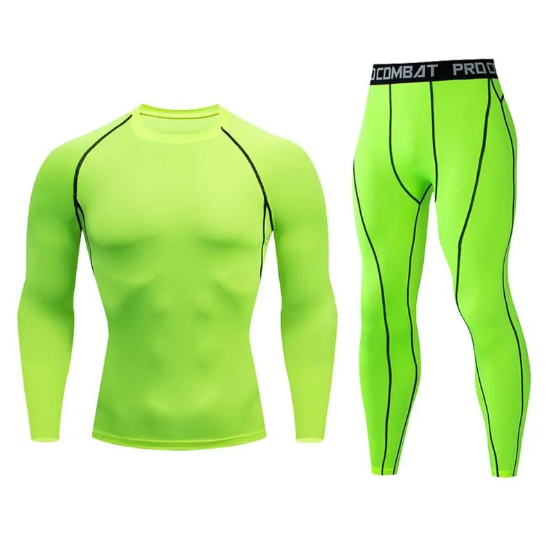 2-teiliges Herren-Kompressions-Sportbekleidungs-Set, Langarm-Oberteil und Hose, Elastisch, Schnelltrocknend, für Fitness, Workout, Jogging, Training, Yoga, Trainingsanzug – Detail 6