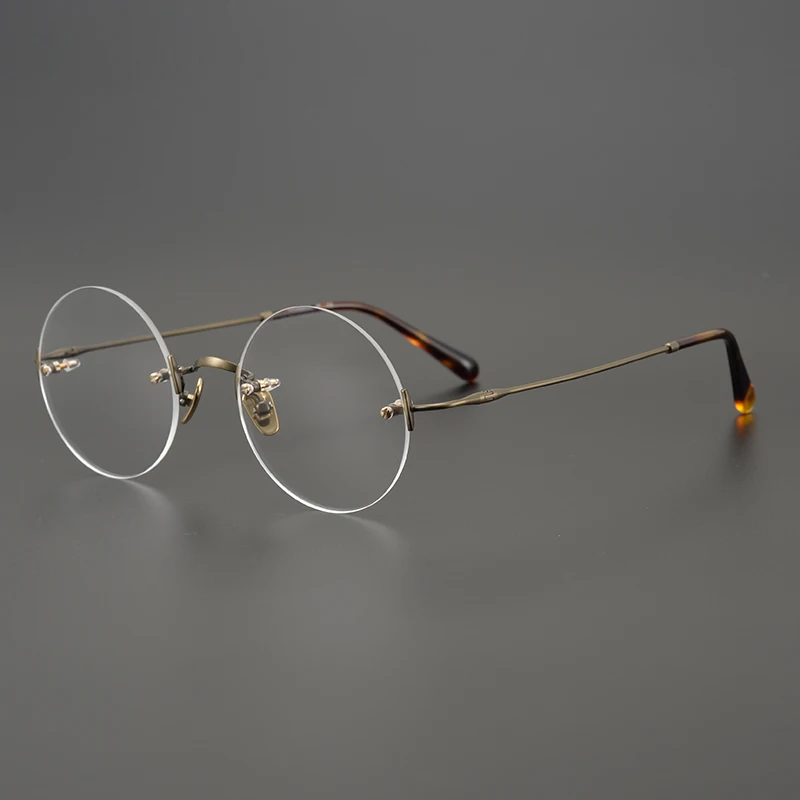 

Retro Round Frameless Ultra-light Pure Titanium Frame Glasses Frame Men Women Small Face Myopia Reading Eyewear Rimless Eyeglass