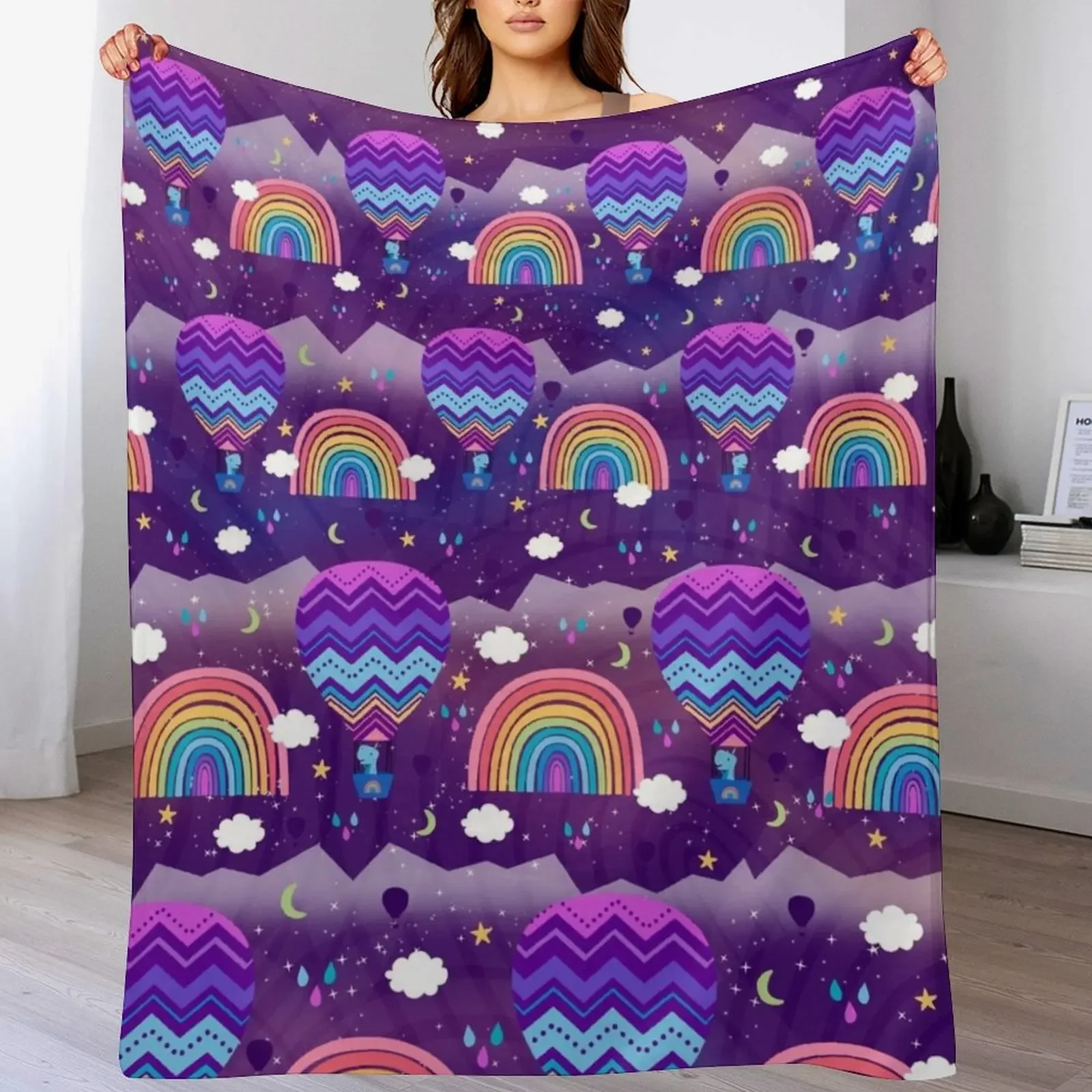 

Chase the Rainbow Pattern Throw Blanket Multi Purpose Soft Warm Blanket for Home Travel