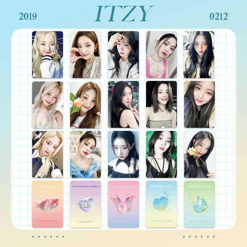 6Pcs/Set ITZY Ins Style Photocards Fashion Yuna Chaeryeong Lia Selfie Lomo Cards Double-sided Postcards Fans Collection Gifts