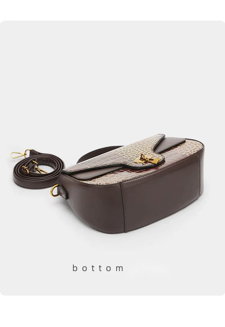 Women's Saddle Bag With Contrast Colour Stone Pattern Design_voghion.com