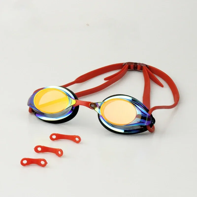 Race  Swimming Goggles Colorful Anti-fog Waterproof Optical Glasses Competive Swim Mask with replaceable nose bridge frames