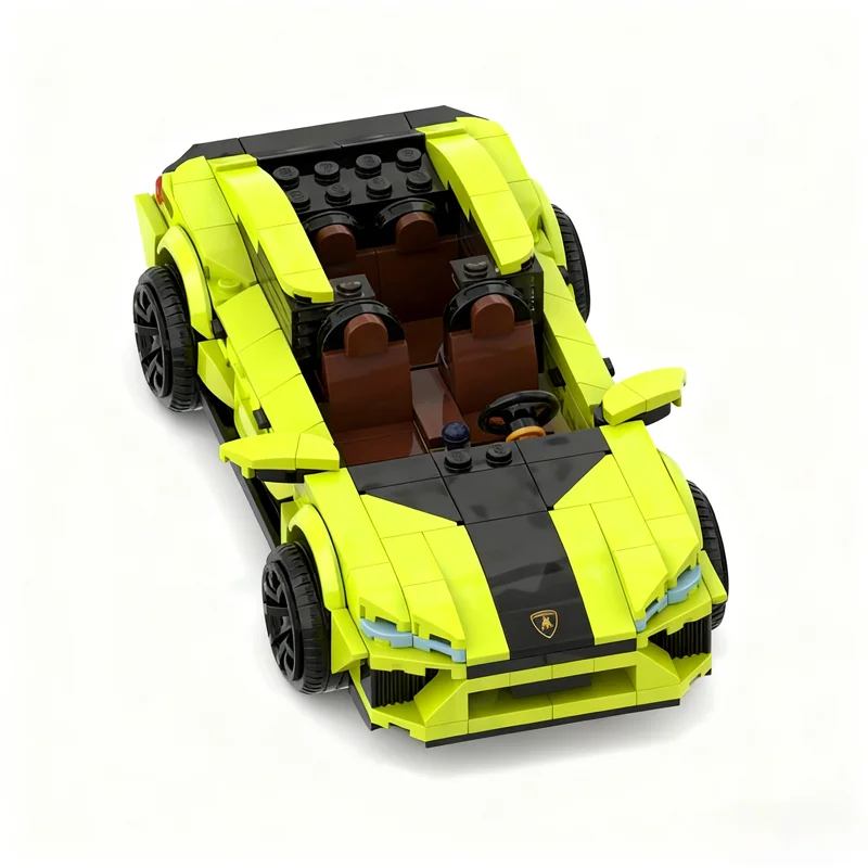 359개 MOC 시티 챔피언스 람보르기니 우루스 라임 루프 개조 모델 빌딩 장난감 블록 건축 크리스마스 선물 브릭