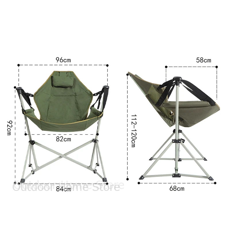 Outdoor leisure rocking chair convenient camping folding swing rocking chair 180 degree rotating aluminum alloy rocking chairs