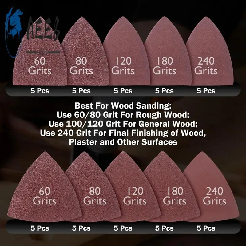 

AEE8-135Pcs Oscillating Tool Sanding Pads Kit, Triangle Sanding Pads Triangle Sandpaper,Finger Sanding Pads Finger Sandpaper