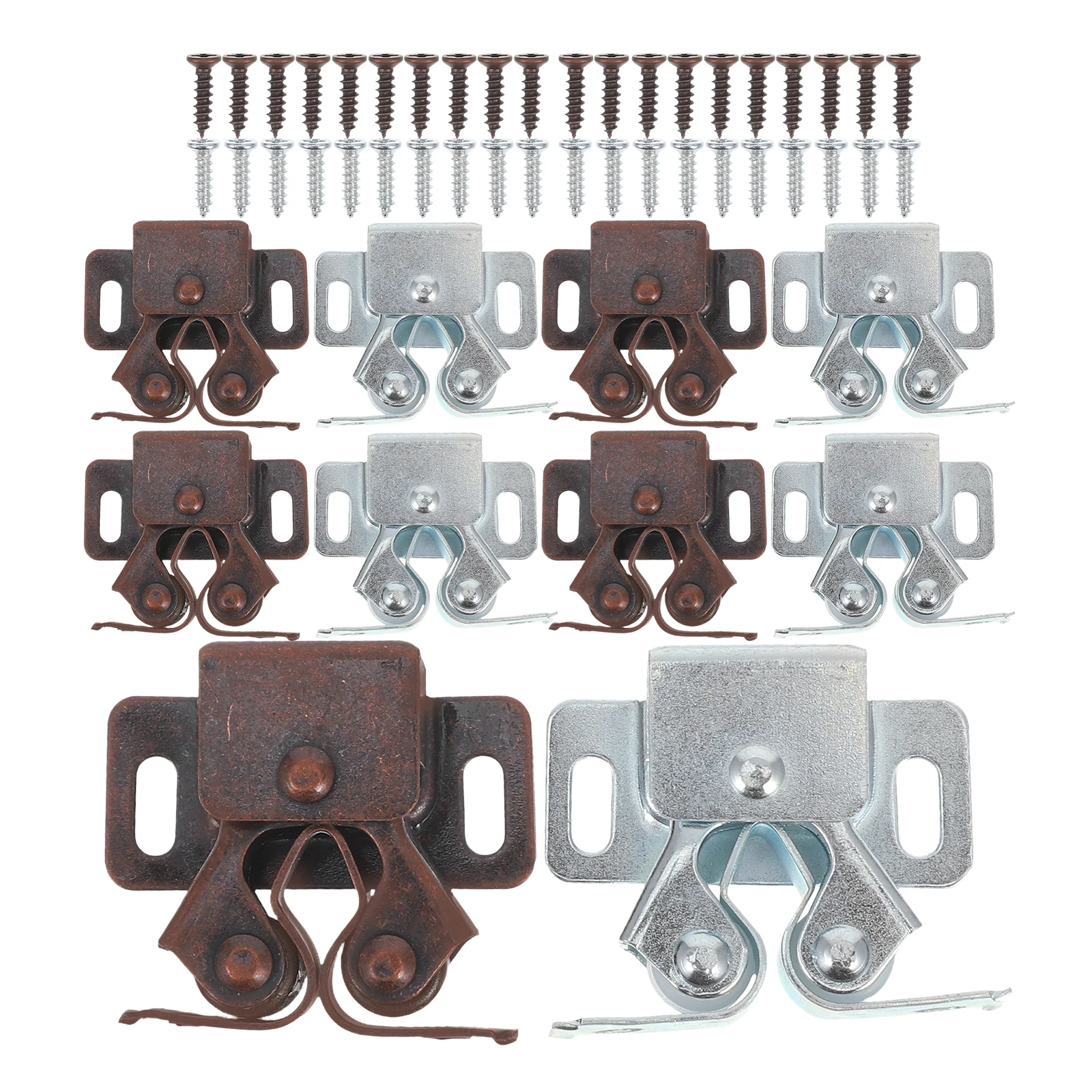 

10 Sets Iron Double Roller Catches Wardrobe Cabinet Latches Hardware Durable Spring Catch Closet Kitchen Furniture Accessories
