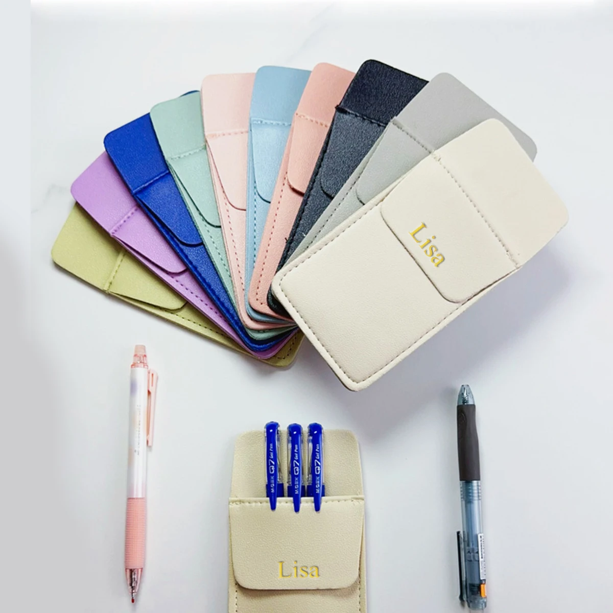 

Красочная сумка для ручек медсестры из искусственной кожи с индивидуальным дизайном, двухслойный герметичный карман для чернил, органайзер для ручек для лабораторного халата