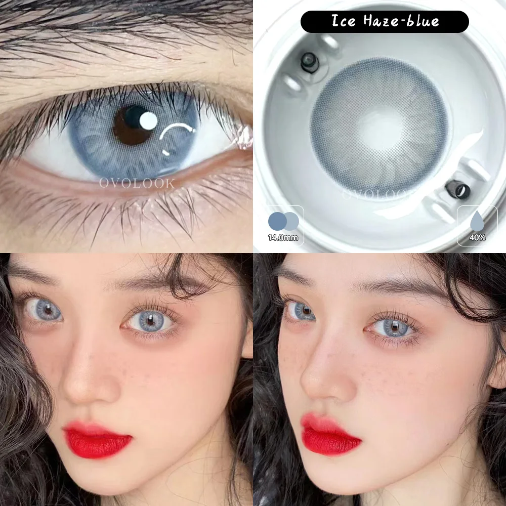 OVOLOOK-1 Pair/2PCS Surprise Lenses Colored Contact Lenses Myopia Blue Prescription Lenses Fashion Green Color Pupil Eyes Newest