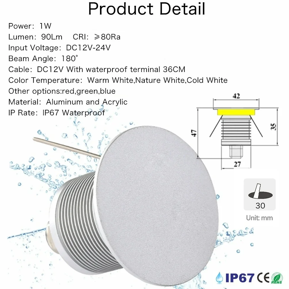 Wall Minimalism Recessed Light Indoor Outdoor Decorative Mounted LED Stair Step Porch Corridor Sconce Lighting 12-24V