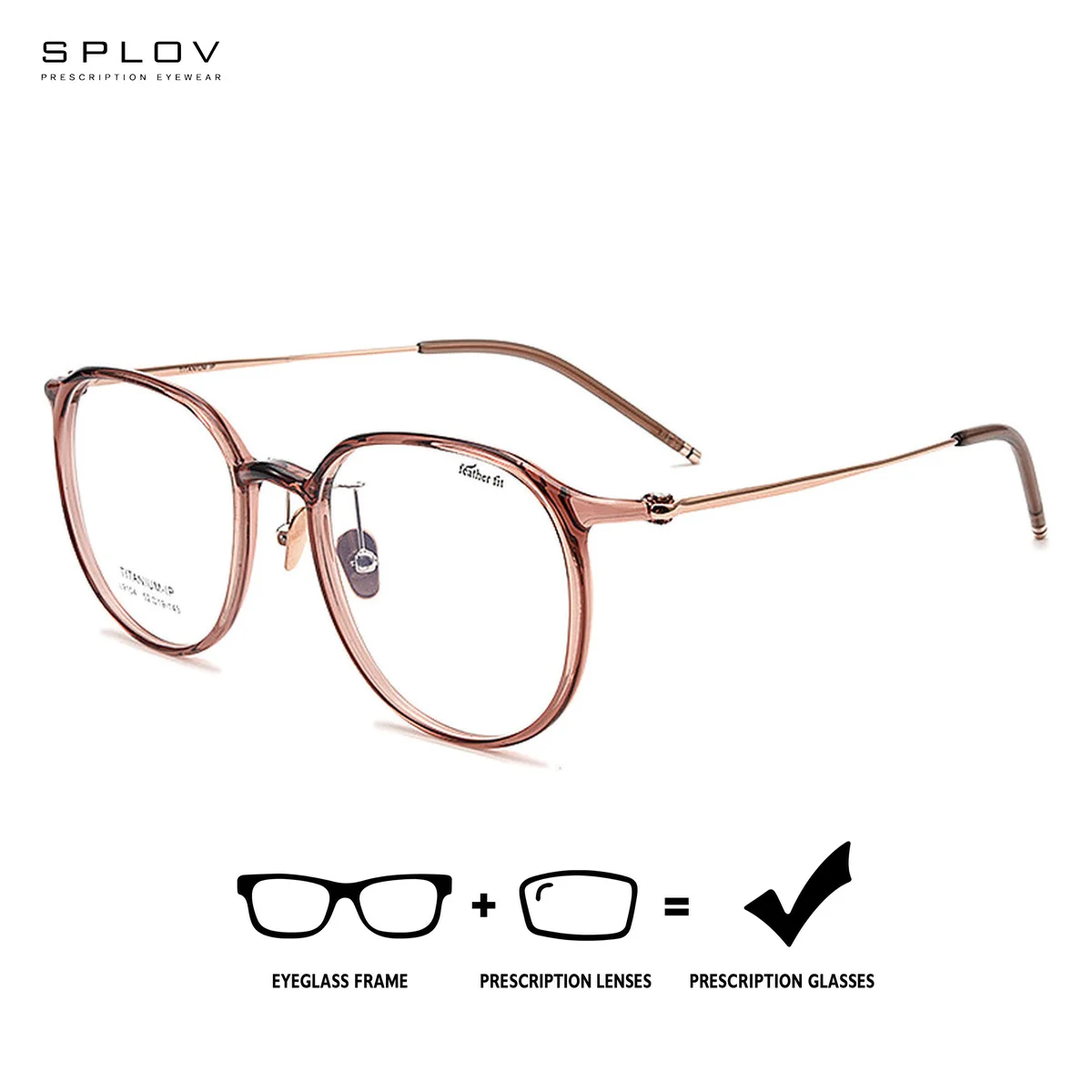 SPLOV Lunettes de vue élégantes à monture en titane ultralégères pour femmes, anti-lumière bleue, monture complète, verres optiques progressifs