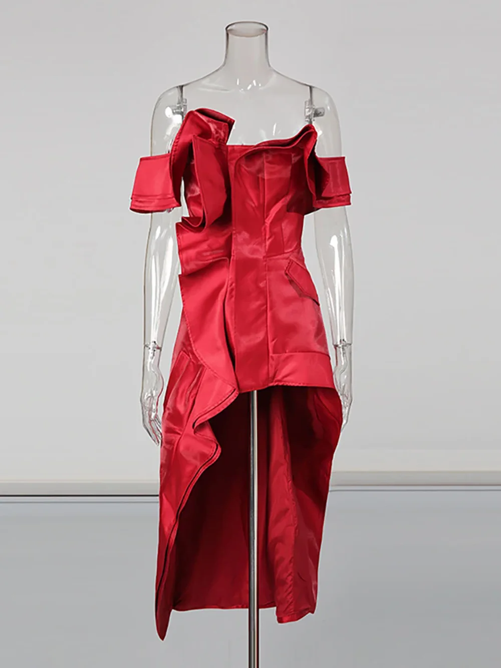 Modphy Red Sexy Off Shoulder Ruffle Slim Irregular Long Dress 2025 New Red Fashion Evening Party Trendy Clothing - AliExpress Modphy Red Sexy Off Shoulder Ruffle Slim Irregular Long Dress 2025 New Red Fashion Evening Party Trendy Clothing - AliExpress