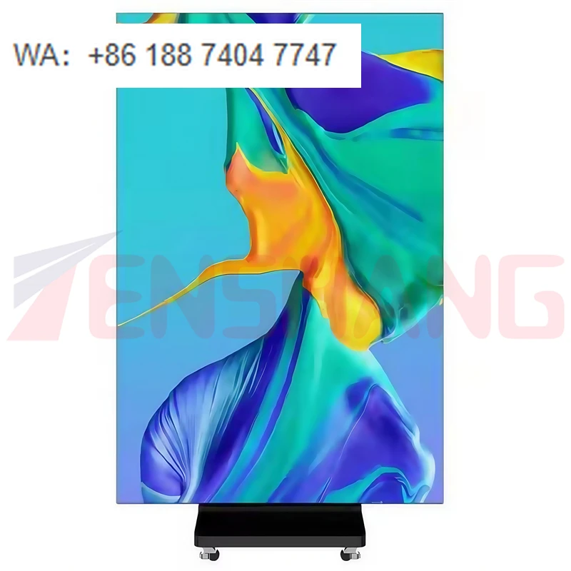 Бесплатный кейс для транспортировки, рекламный стенд P2.5, трехсекционная светодиодная панель, двусторонний светодиодный постер-экран для помещений