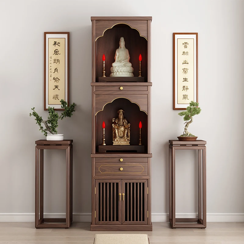 

Трехслойные шкафы для гостиной из цельного дерева, шкафы для гостиной Ancestor Tribute, ниша Будды, стоячая мебель Taquilla JTC