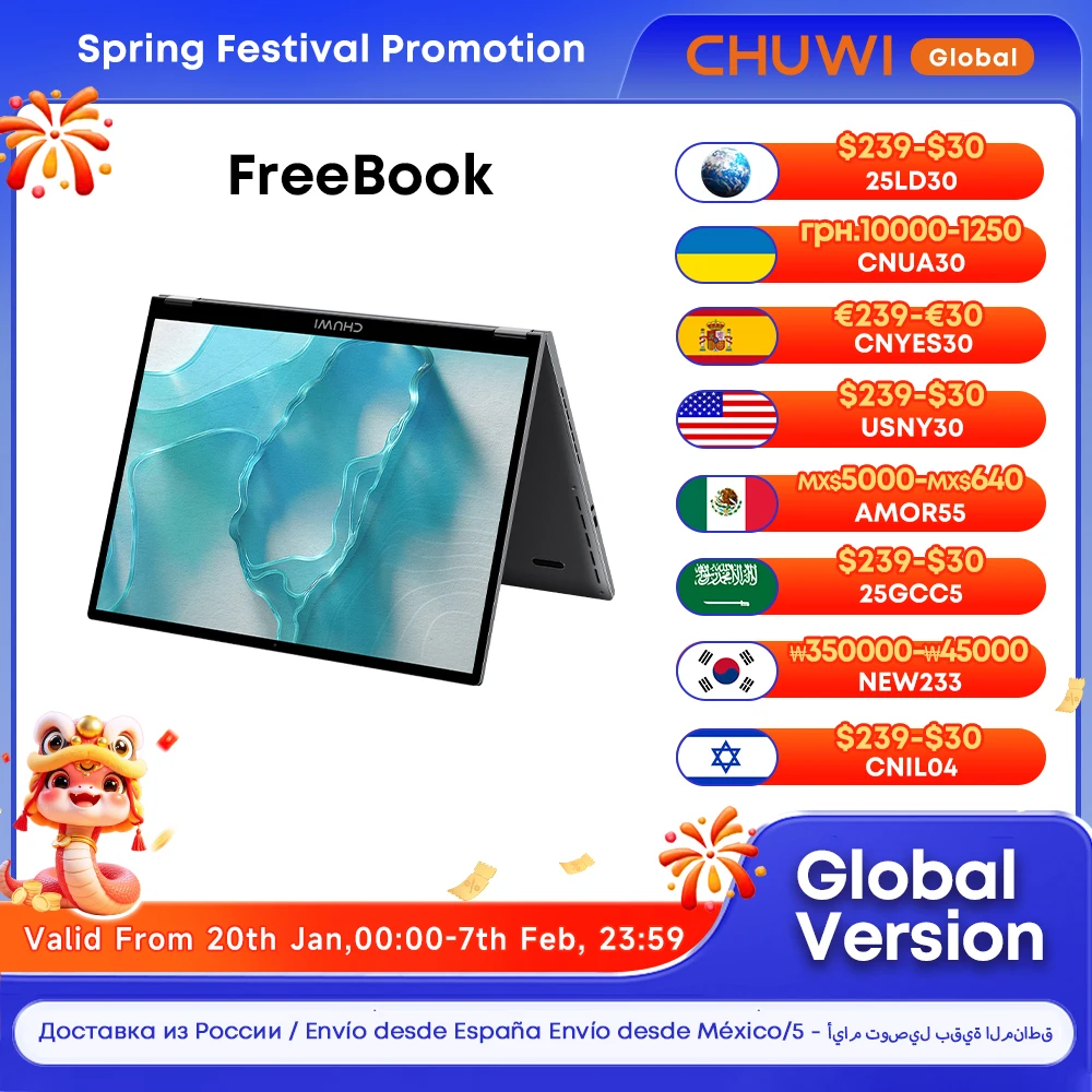 CHUWI FreeBook Tablet portátil 2 en 1 Intel i3 1215U 12GB LPDDR5 512G SSD Windows 11 portátil 13,5 "IPS FHD pantalla 2256*1504 WIFI 6