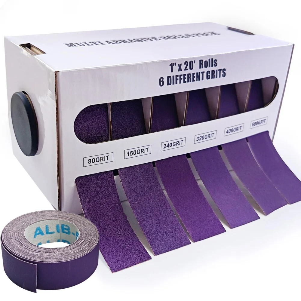 25mmプルアウトサンディングベルトボックス紫粘土サンディングペーパーソフトサンドクロスロール金属木材ガラス石研磨用