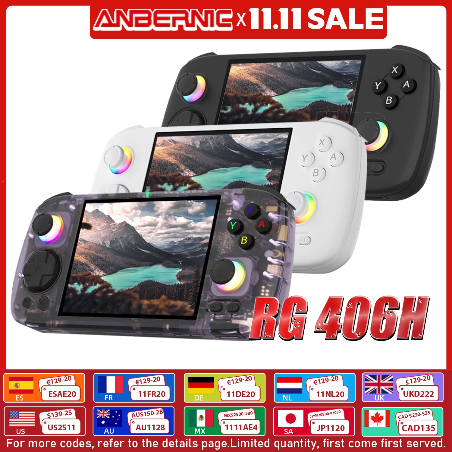 ANBERNIC-consola de juegos portátil RG406H, pantalla multitáctil IPS de 4 pulgadas, Android 13, joystick Hall 3D, gatillo hall, videojuego RG 406H