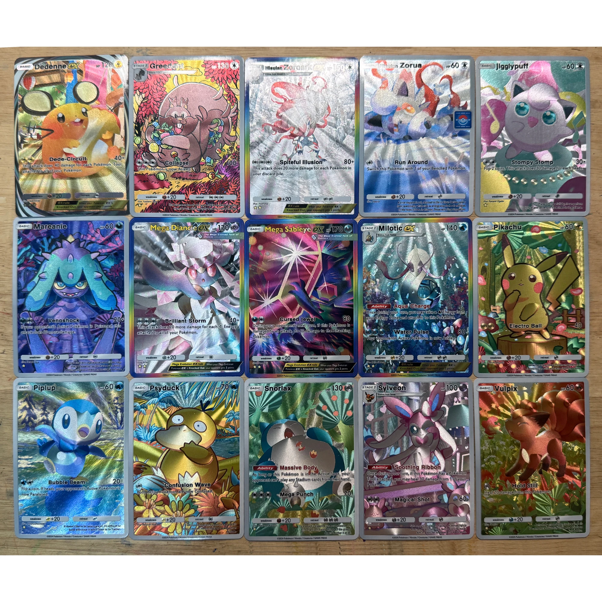 15Pcs/set Diy Psyduck Sylveon Pocket Series English Texture Flash Card Classic Game Anime Collection Card