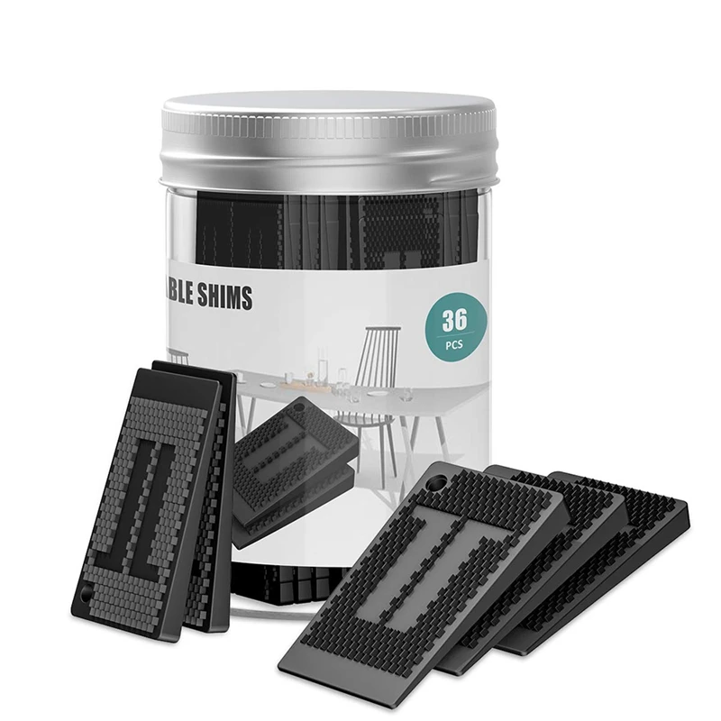 Plastic Shims For Leveling - 36 Piece Jar, Strong And Durable Table Wedges, DIY Levelers For Furniture, Table, Chair