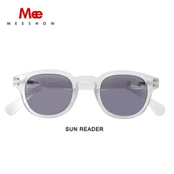 Meeshow NEW Sunglasses Reading Glasses Transparent Men Women oval Glass With Diopter UV400 Sun Reader French Presbyopia 1513