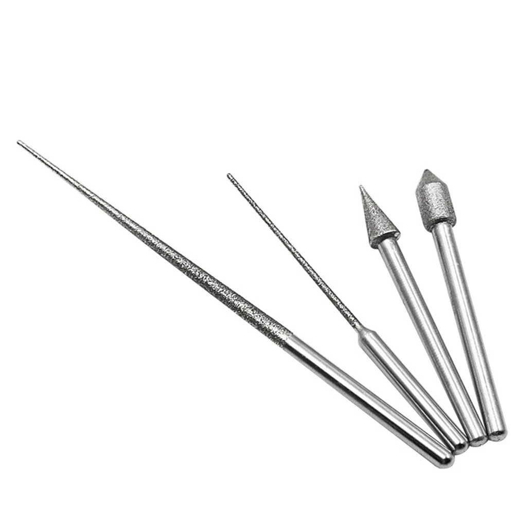 1pc 3mm Gambo Diamante Rettifica Testa Rettifica Punta Dell'ago Burr Mini Trapano Per Il Metallo di Vetro Giada Incisione Foratura Intagliare Strumento