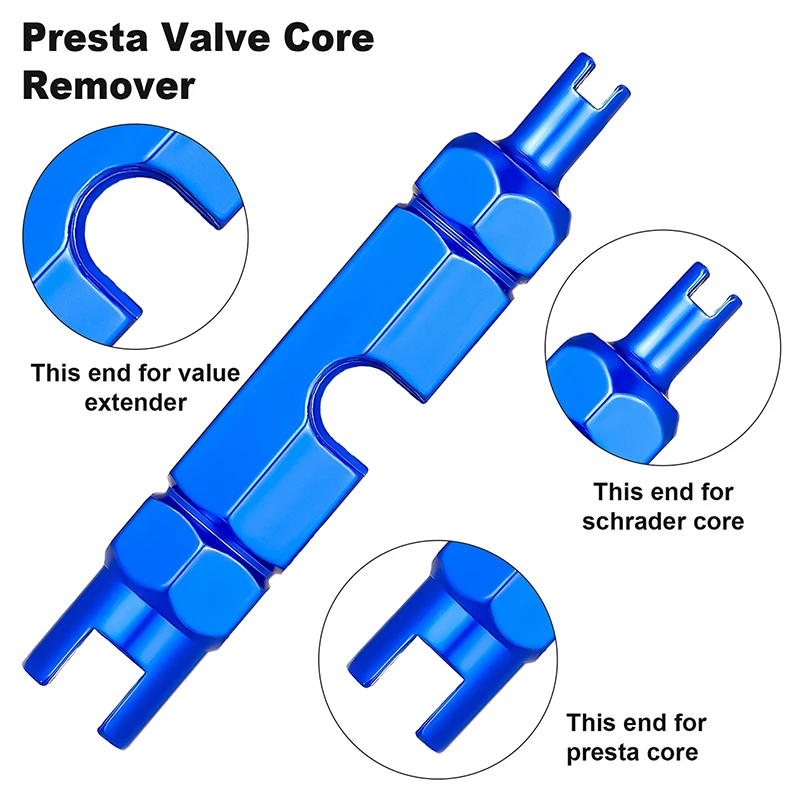 Bicycle Presta Tubeless Valve Stem Kit Aluminum Alloy Presta Valve Stem Caps and Valve Core Remover Presta Bicycle Accessories