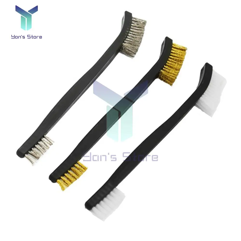 7Pcs Dual Head Cleaning Brushes 6.7 Inches Nylon Copper Brass Brush Head   Precision Instruments Electronic Boards Cleaning Tool