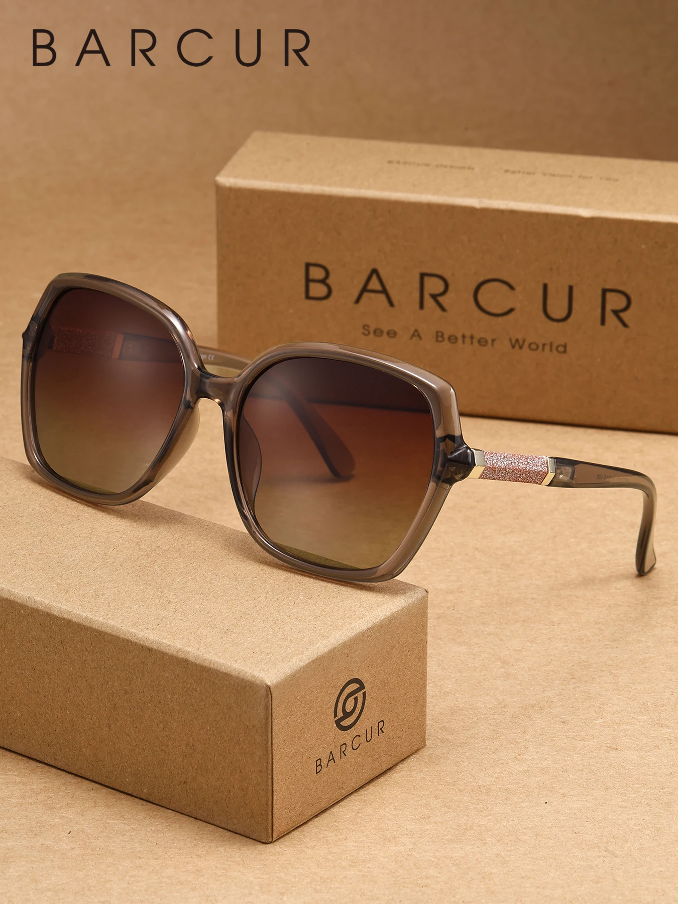 BARCUR Leichte und bequeme Sonnenbrille mit großem Rahmen, Gesichtsformung und UV-Schutz, Markenverpackung – Detail 8