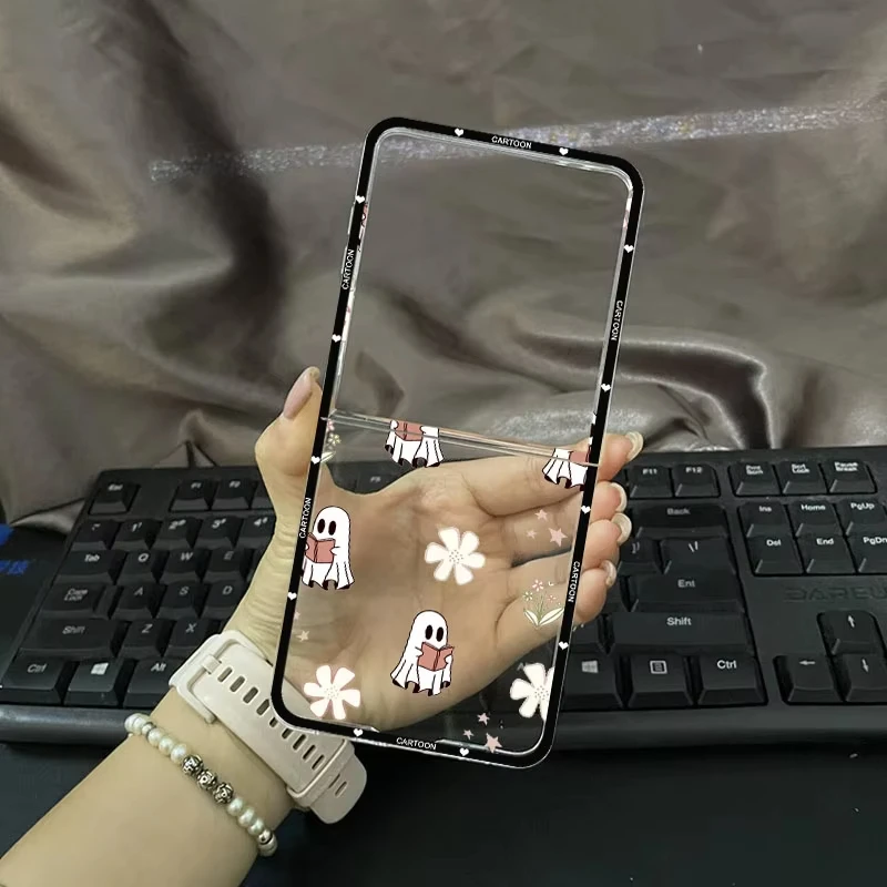 حافظة شفافة لشبح الهالوين لهاتف سامسونج جالاكسي Z Flip 7 6 5 4 3 2 1 غطاء سيليكون صلب Z Flip7 غطاء حماية مضاد للسقوط