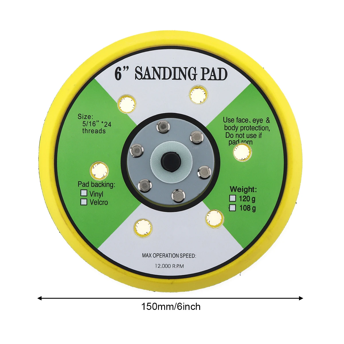 6'' 6 Hole Sanding Pad Circular grinding plate Self-adhesive Sander Backing Polishing Pad for Pneumatic Sanders Air Polishers