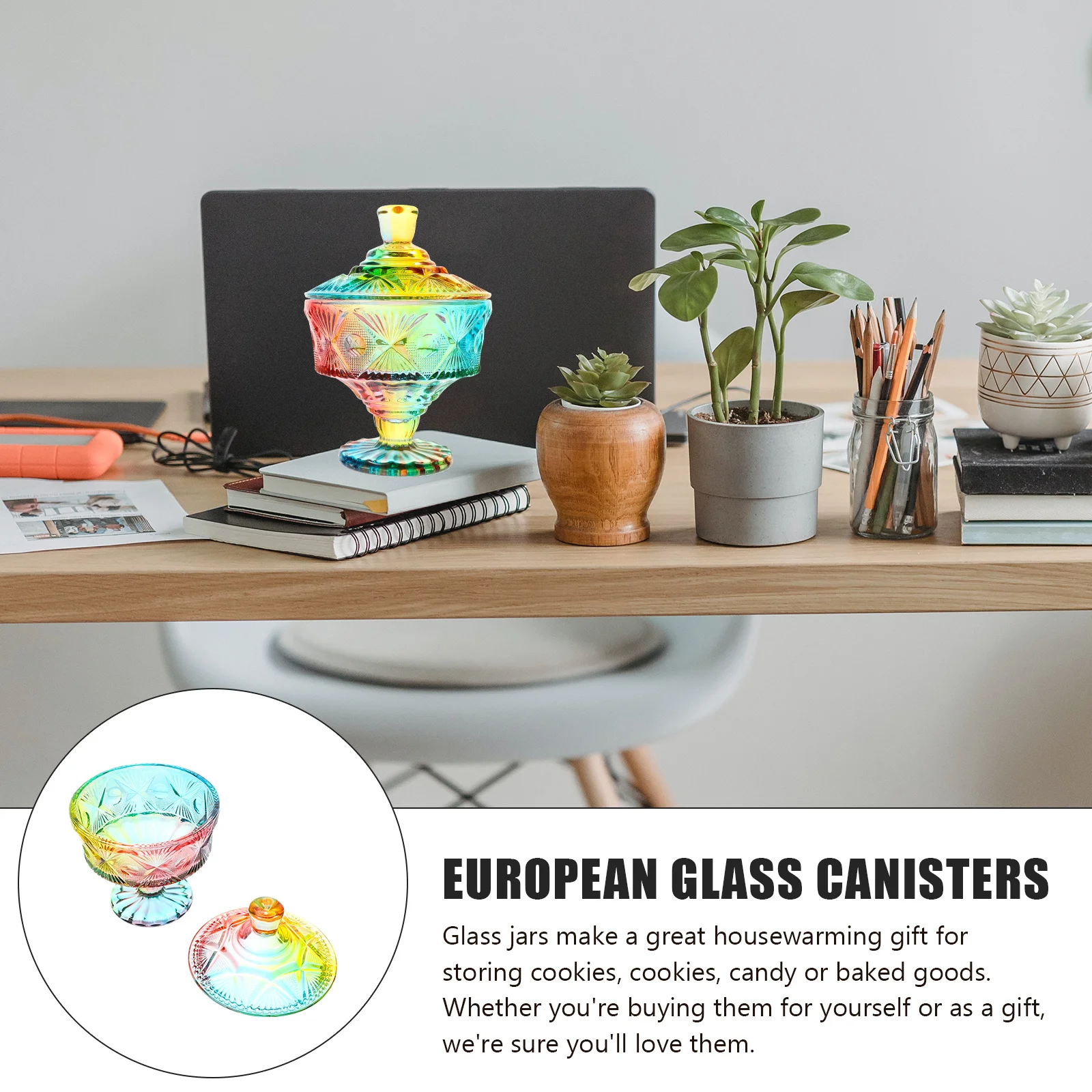 

Crystal Glass Candies Jar Lidded Jewelry Organizer Snack Container Delicate Appearance Safe Desktop Stable Placement