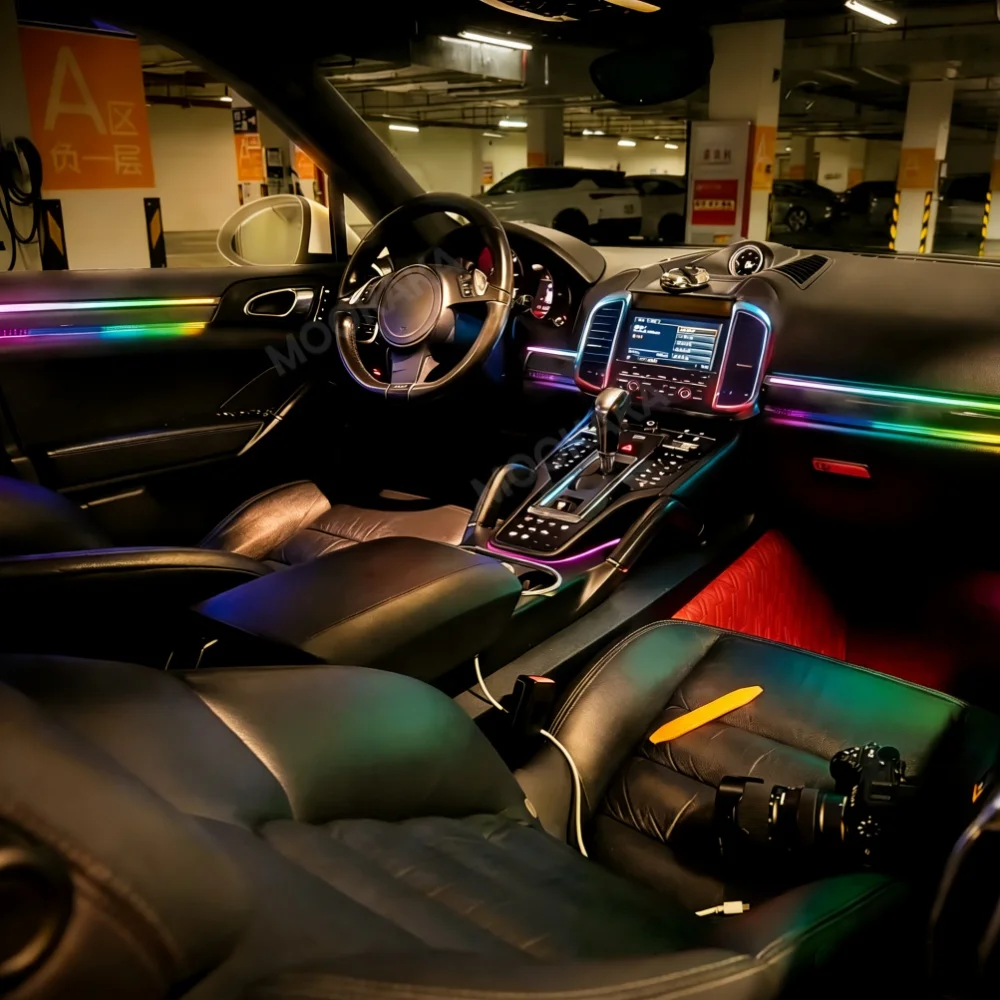 For Porsche Cayenne 2010~2017 Car Interior Acrylic Car Ambient Lights RGB Hidden Acrylic Strip Decoration Atmosphere Accessorie