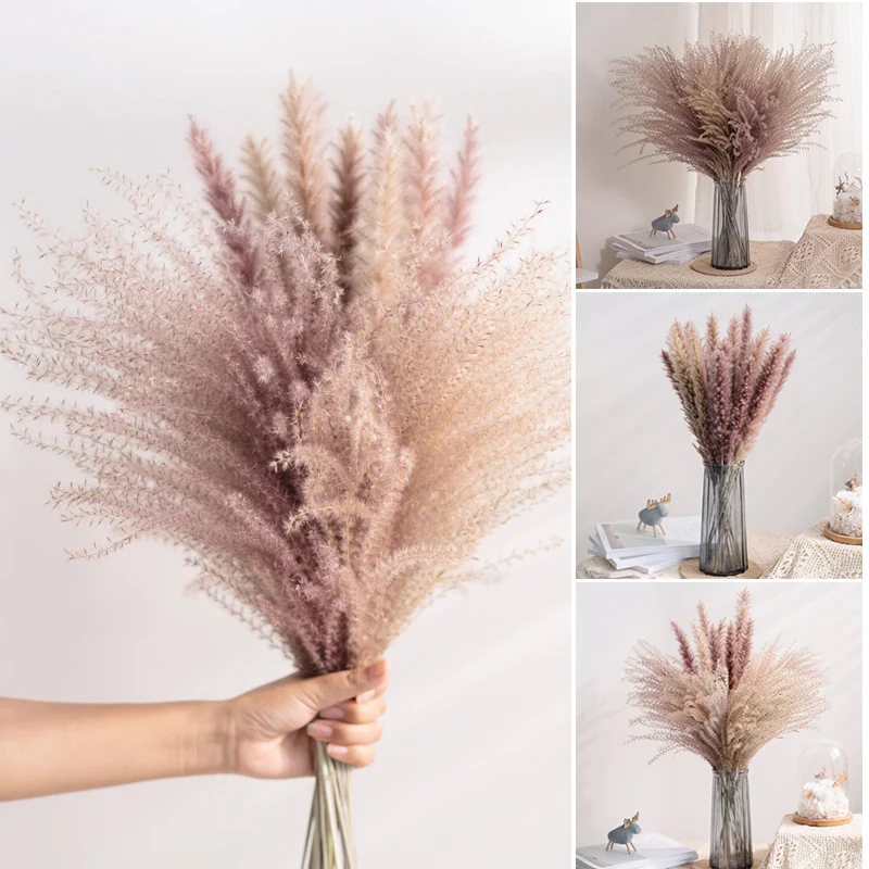 

Reed Dried Flower Ornament 2025 Easter Desktop Decoration Reed Dust Bouquet Elegant Minimalist Home Decoration Fake Flowers