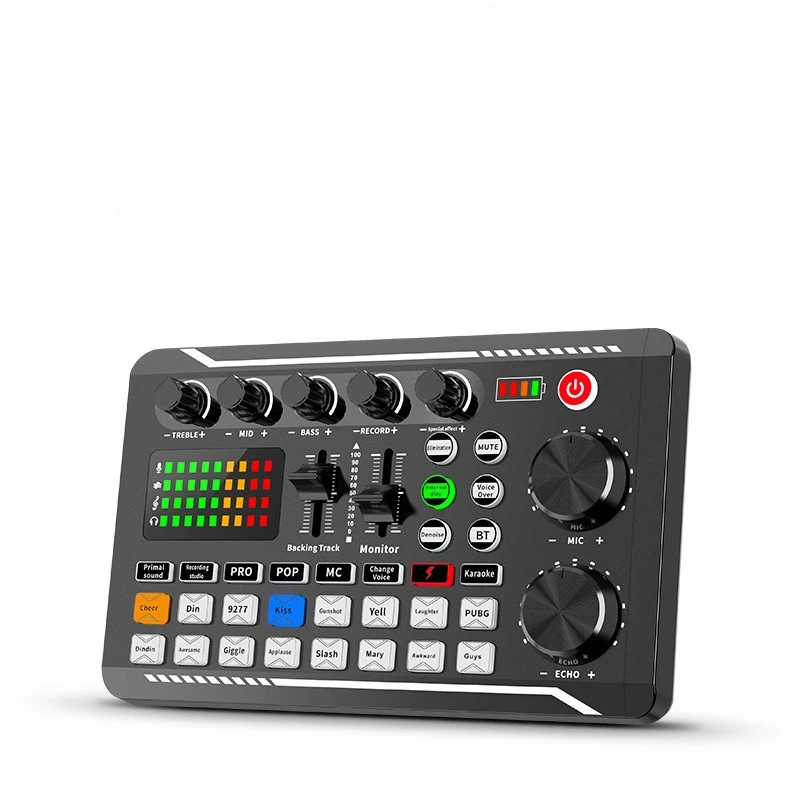 Puzzles de microphone rechargeables intégrés, carte son en direct, support de microphone, ensemble de diffusion en direct, F998