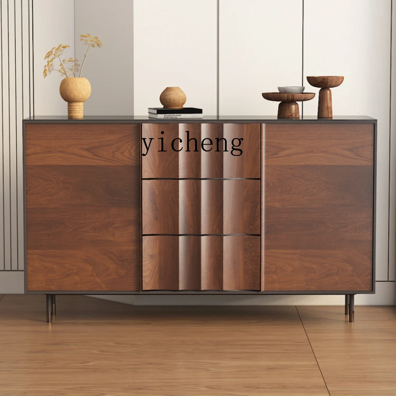 

ZC Walnut Color Creative Sideboard Cabinet Solid Wood Locker Living Room Curio Cabinet