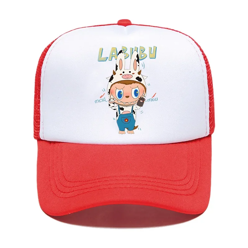 Labubu Baseballkappe für Jungen und Mädchen, Freizeit-Sonnenhut, Cartoon-Mode, Sommer, atmungsaktiv, Sonnenschutzhut, trendige Kinder-Urlaubsgeschenke